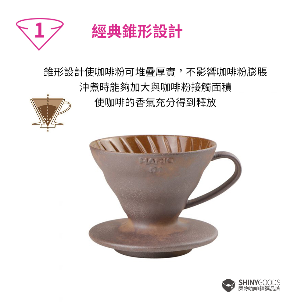 【HARIO官方】V60 01/02 老岩泥濾杯