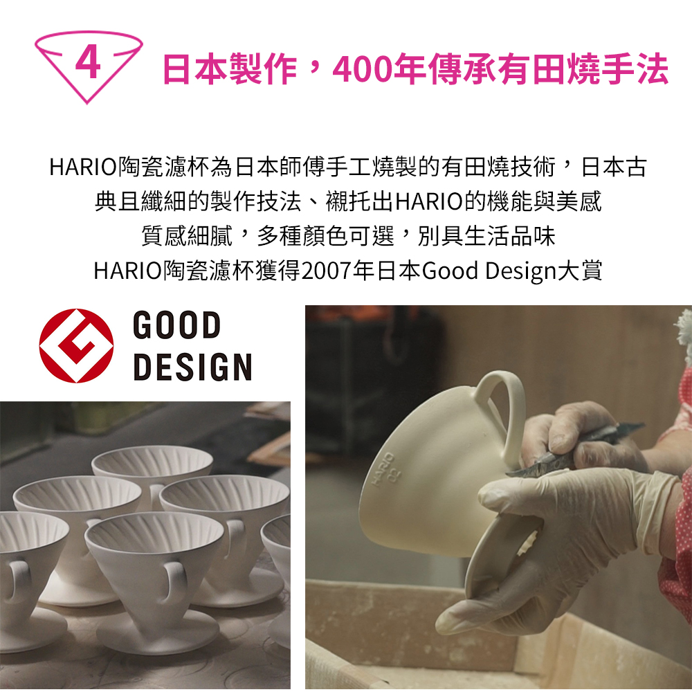 【HARIO官方】日本製V60 02陶瓷濾杯組