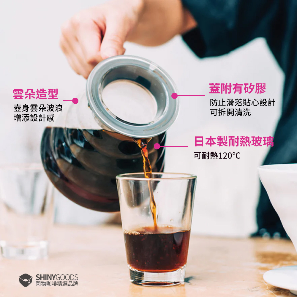HARIO W60濾杯+V60雲朵玻璃咖啡壺02 600ml+V型濾紙100張 手沖咖啡組