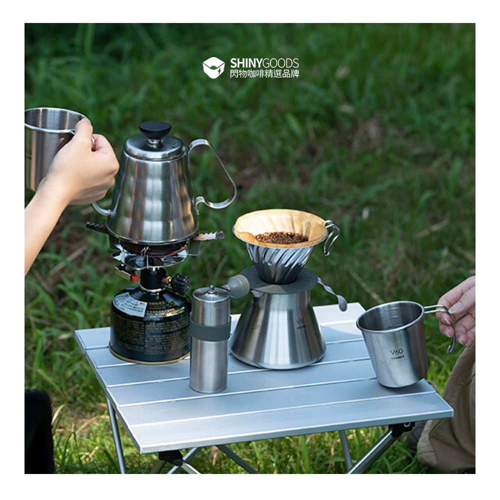 【HARIO官方】日本製 V60戶外用金屬不鏽鋼濾杯 (1~4人份) O-VDM-02-HSV可拆卸式底座 (不鏽鋼戶外露營系列) 