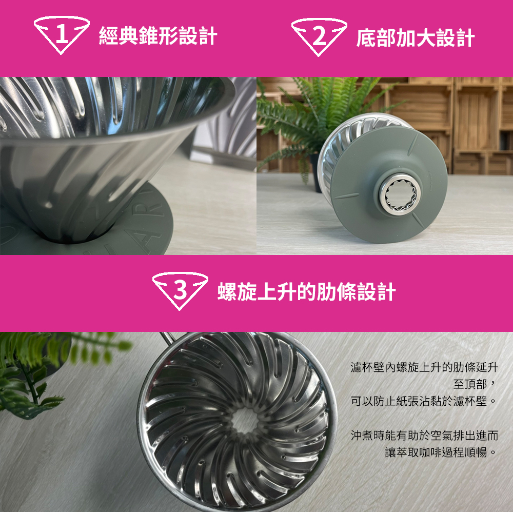 【HARIO官方】日本製 V60戶外用金屬不鏽鋼濾杯 (1~4人份) O-VDM-02-HSV可拆卸式底座 (不鏽鋼戶外露營系列) 