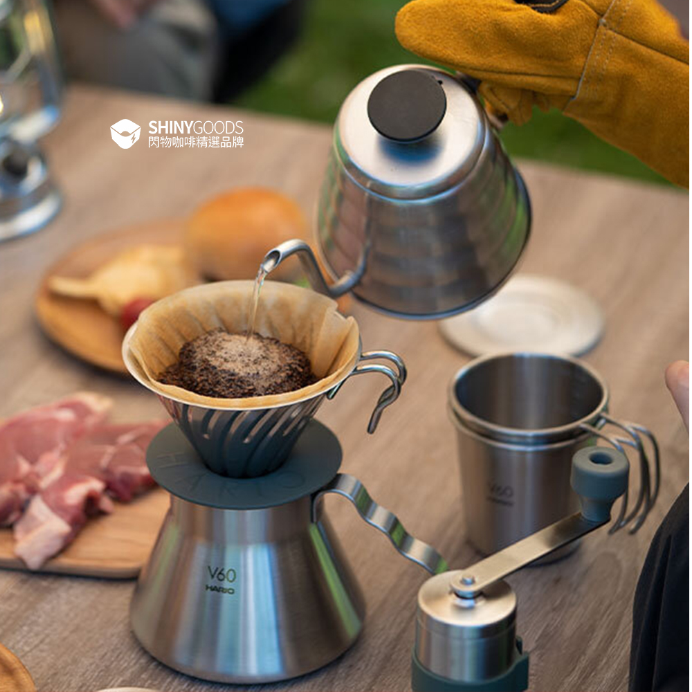 【HARIO官方】日本製 V60戶外用金屬不鏽鋼濾杯 (1~4人份) O-VDM-02-HSV可拆卸式底座 (不鏽鋼戶外露營系列) 