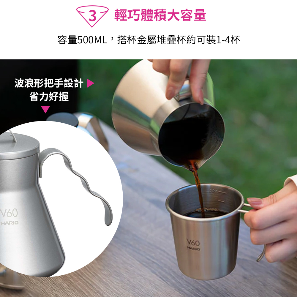 【HARIO】V60戶外用旅行露營咖啡全套組O-VOCF (磨豆機+濾杯+細口壺+分享壺+露營杯+攜行袋+濾紙) 