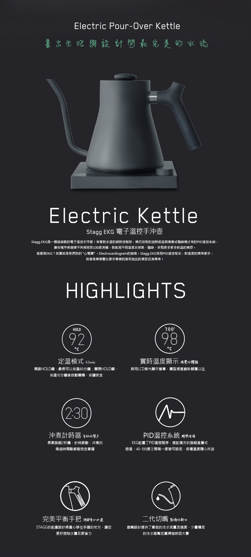 FELLOW 電子溫控壺-600ml-黑色