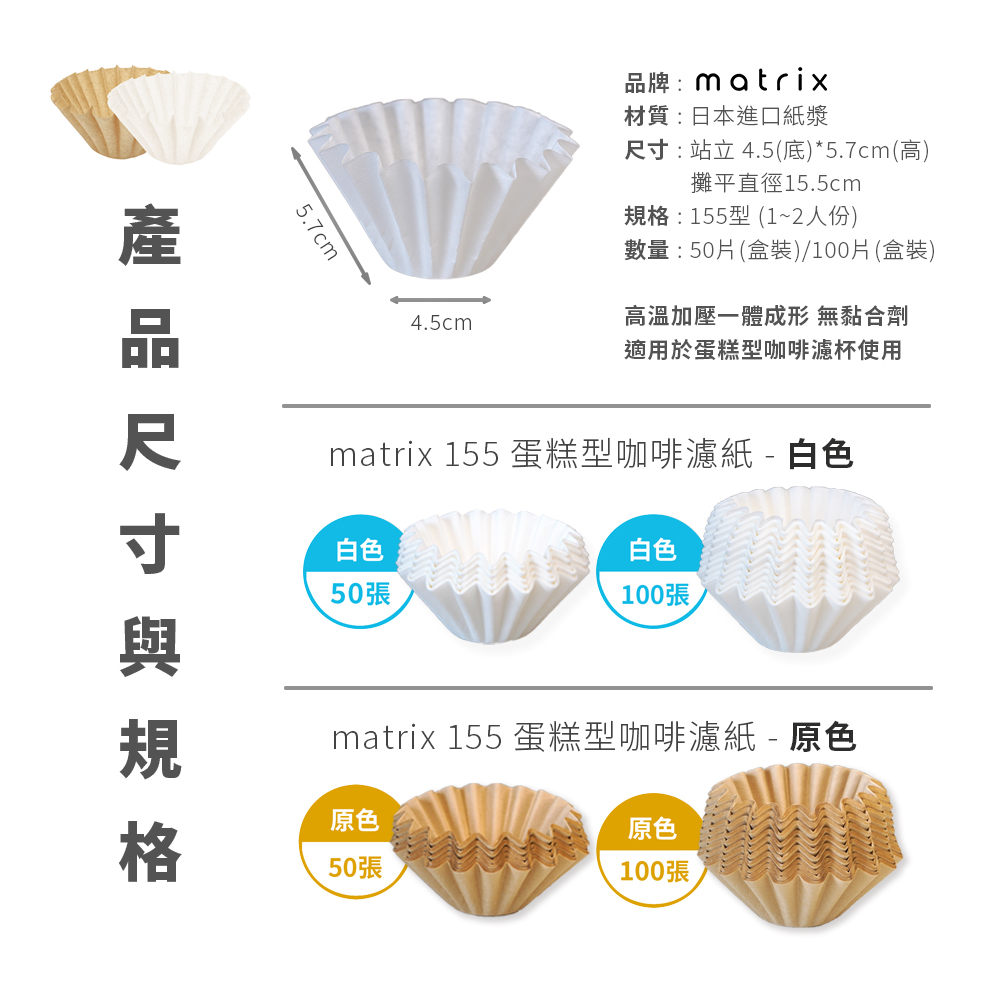 Matrix 155蛋糕型咖啡濾紙