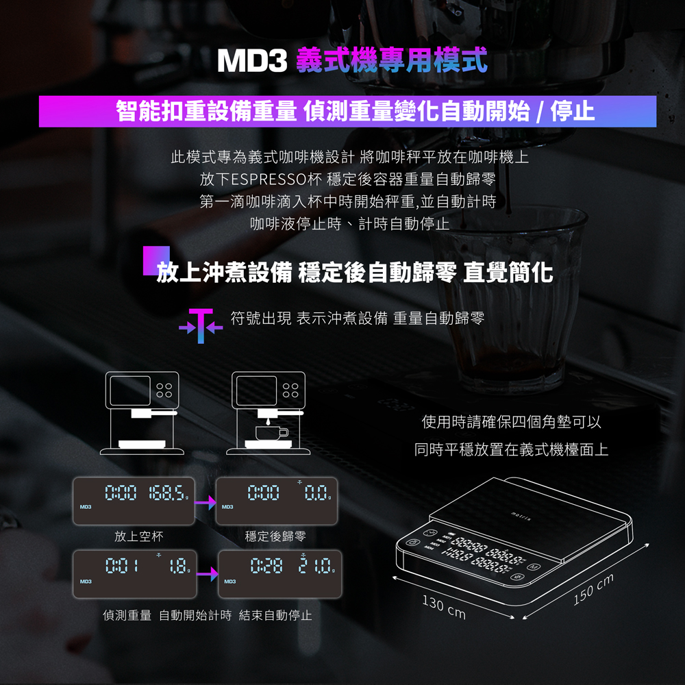 Matrix M1 PRO 小智 義式手沖LED觸控雙顯咖啡電子秤Type-C充電 (粉液比/分段注水/義式自動計時/硅藻土吸水墊)