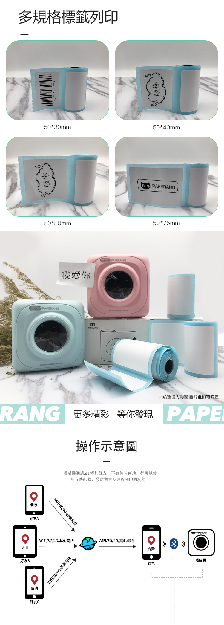 PAPERANG 口袋列印小精靈-喵喵機 (閨蜜粉/冰淇綠)