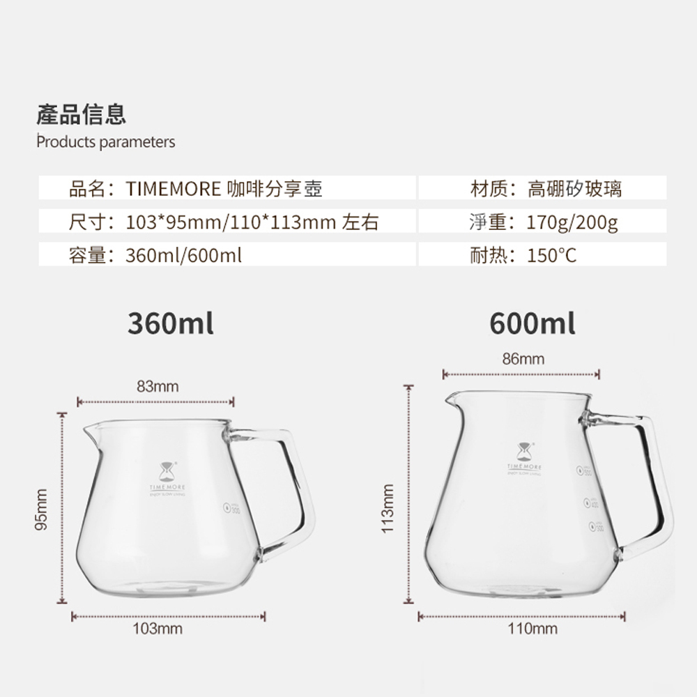 泰摩(玻璃)冰瞳手沖咖啡套裝超值組(玻璃濾杯+分享壺)