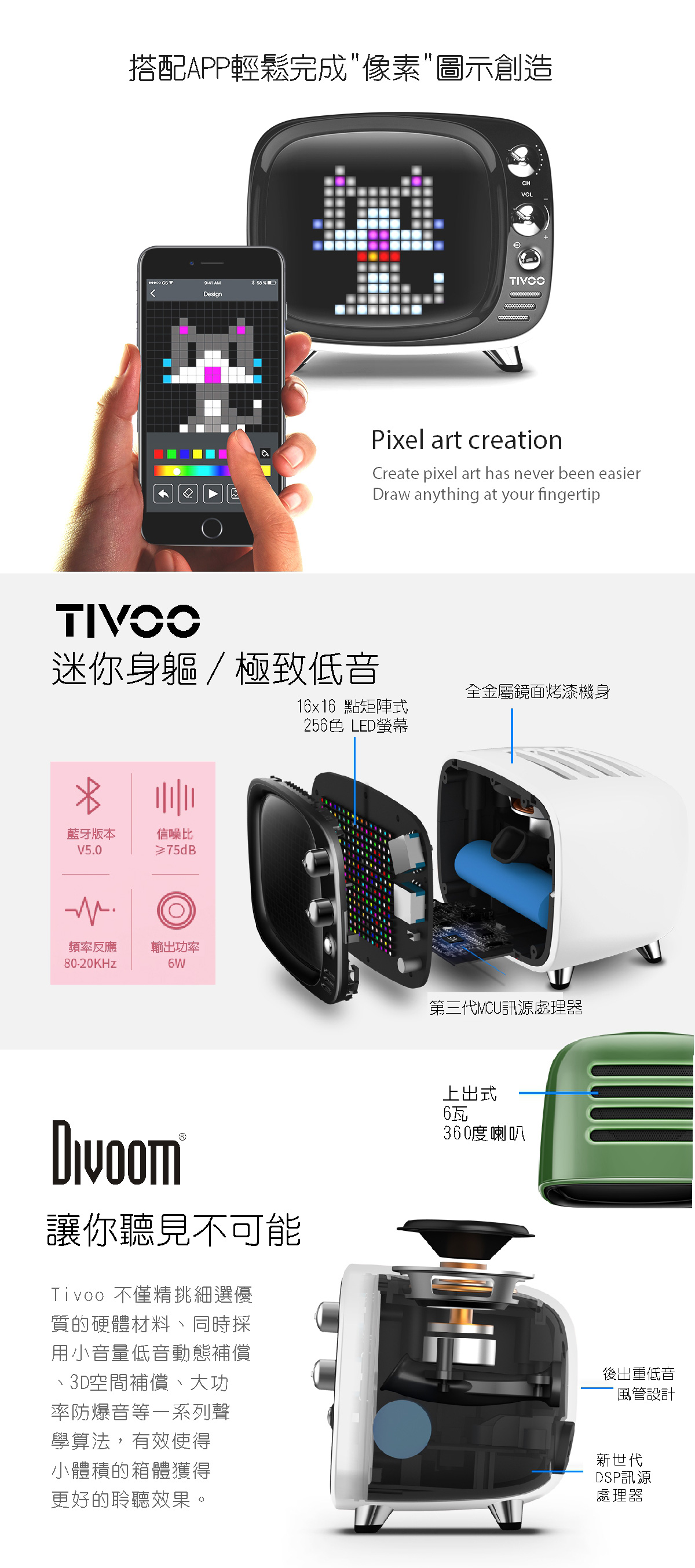 Divoom Tivoo 智慧復古電視藍牙喇叭